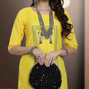 Yellow Printed Kurta
