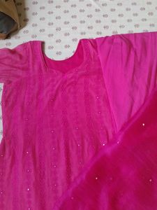 Pink Embroidered Kurti Set