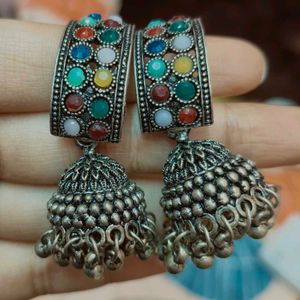 Colorful oxidised Jhumka Earrings