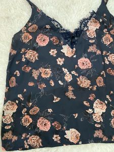 Floral Lace Trim Cami Top