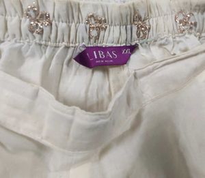 Cream And Gold XXL Palazzo With Cutwork