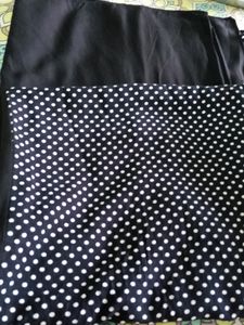 Half Black Plain &amp; Half Polka Dot Stole ⚫⚪⚫