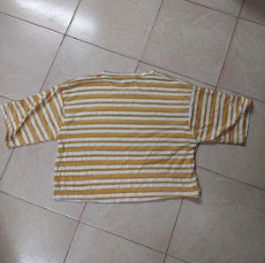 Mustard Colour Striped Crop Top