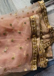 Pink Net Dupataa With lace