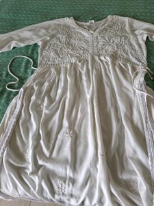 Elegant White Suit With Sequence &amp; Cutwork Paint