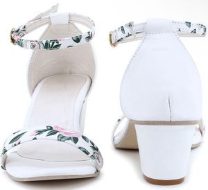 White Floral Heels