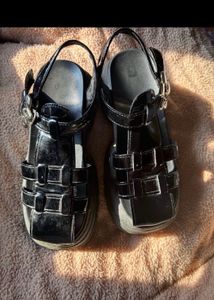 Cute Korean Black platform  Sandals