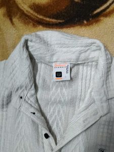 Boys White Cotton Blend Shirt