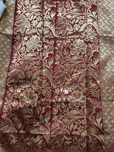 Maroon &amp; Gold Sari Blouse Piece
