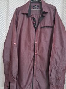 Burgundy Cotton Rich Dress Shirt