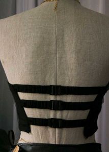 Black Floral Corset Top
