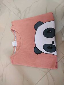 Cute Panda Peach Tshirt For Women