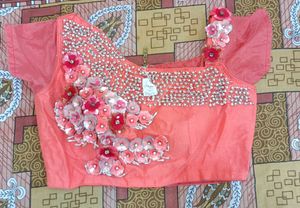 Sunset Peach Ruffles meet a Blooming Floral Leheng