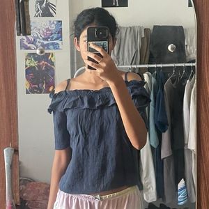 Blue Off-Shoulder Top