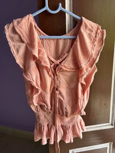 Ruffled Peach Blouse