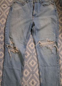 Zara Ripped Light Wash Denim Jeans