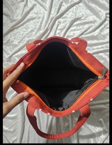 Red Tote Bag with Bird Design