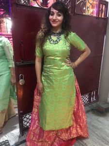 Ethnic Green Color Straight Kurta With  Latkans