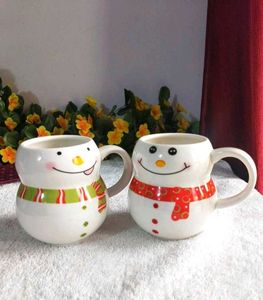 Christmas Snowman Mugs - Set of 2