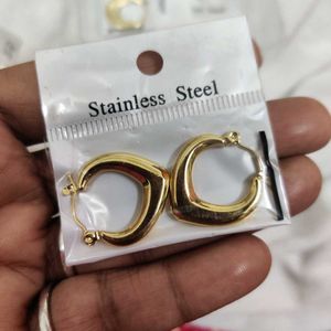 Gold Stainless Steel Hoop Earrings