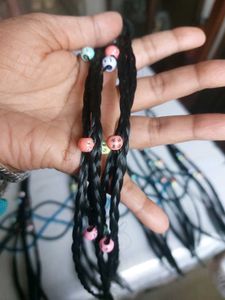 Six Braids with Colourful Stone Beads for Girls