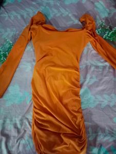 Orange Bodycon Mini Dress