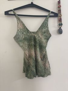 Green Patterned Cami Top