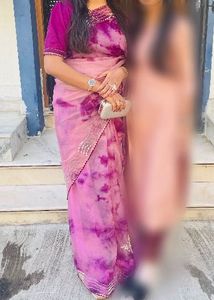 Pink Tie-Dye Saree