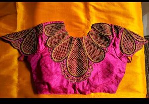 Pure Silk Maggam Blouse With Cutwork Design