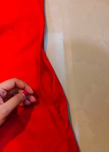 Red Embroidered Top With Pockets