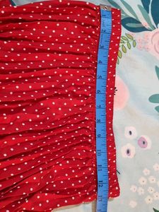 Red Accordian Pleated Maxi Skirt