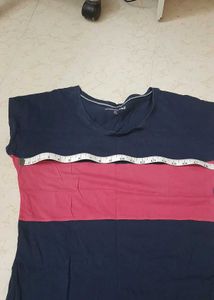 Navy Blue N Pink Strip Tshiirt Casual