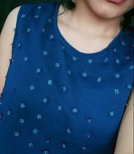 Navy Blue Floral Top