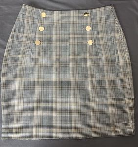 Plaid Skirt with Gold Buttons