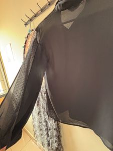 Elegant Black Sheer Sleeve Top