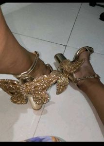 Moda-X Gold Butterfly Wing Heels