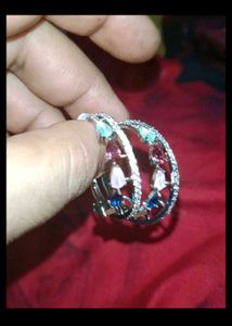 Colorful Ad Gemstone Hoop Earrings
