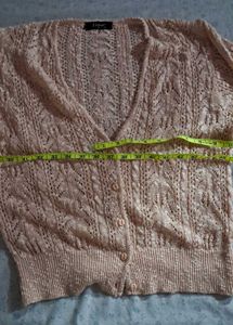 Peach Pointelle Knit Cardigan