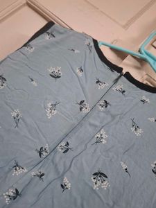 Blue Floral Dress with Vest