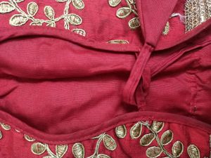 Red Worked Ethnic Overc Coat