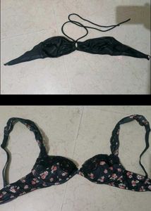 Floral & Solid Black Bra Bundle