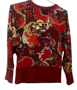 Patterned Pullover Sweatshirt Can Fit S To M