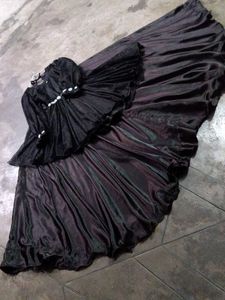 Black Embellished Dress with Cape