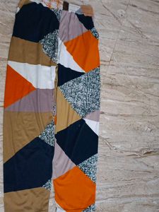 Patchwork Print Casual Pants