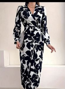 Western Midi Wrap Dress From Shein