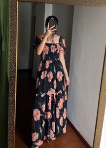 Chiffon Floral Smocked A-Line MAXI Dress 🌺