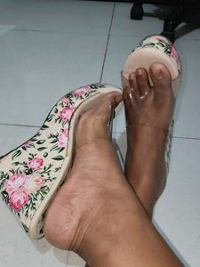 Floral Heels With transparent strap