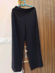 Crochet Top With Straight Georgette Pants