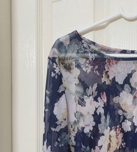 Floral Print Party Top With Full Sleeves