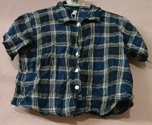 Blue Plaid Crop shirt